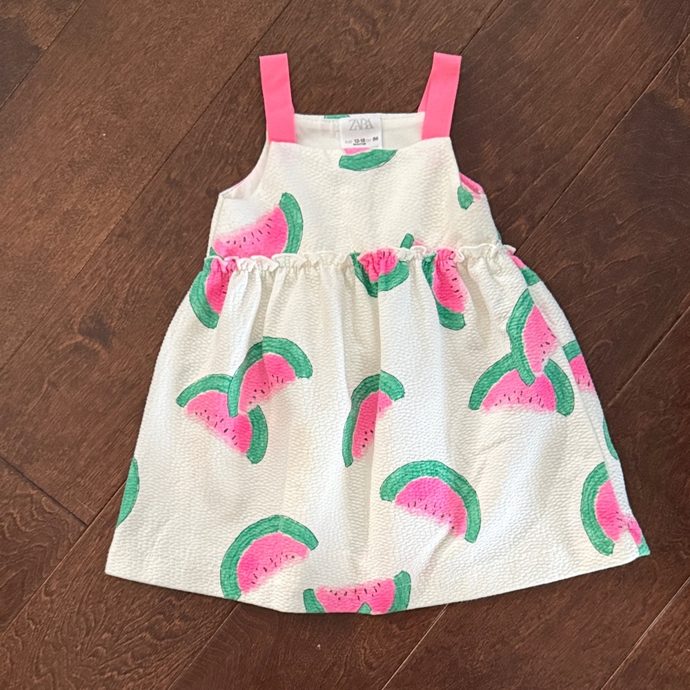 Zara Kids Dress with Watermelon Print and Pink Straps